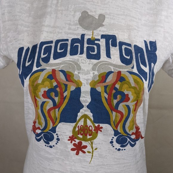 Woodstock White Semi Sheer Crew Neck Shirt in XL - Picture 2 of 4